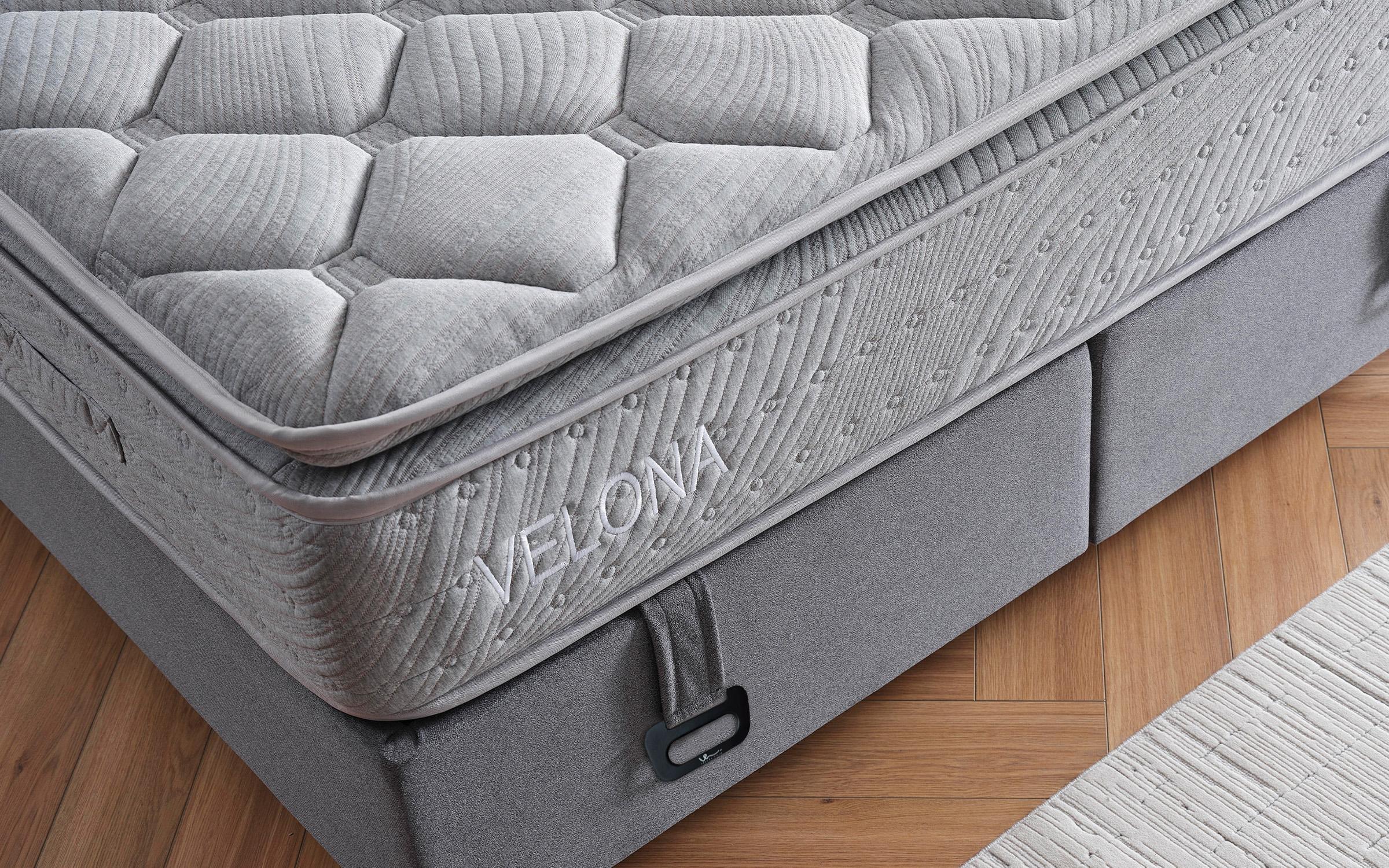 Pat dublu Boxspring 160/200 Velona + saltea, gri  11